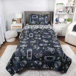 Gamer Twin Bedding Set EXPRESSIONS (4 Piece Set, Bed in Bag) Includes Reversible Comforter, Flat Sheet, Fitted Sheet & Pillowcase