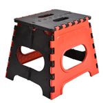 HAKKU 12 Inches Super Strong Plastic Folding Step Stool Table for Adults | Kids | Kitchen Stepping Stools, Garden Step Stool Kitchen Stool Portable | Sitting Purpose | Travelling (Black - Red)