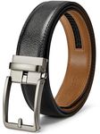 SKiporty Men's Ratchet Belts Genuine Leather with Adjustable Slide Belt for Mens Comfort Dress Casual Jeans