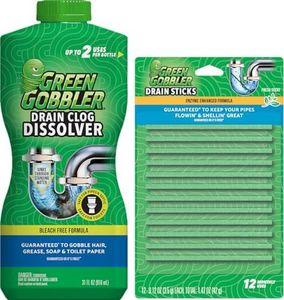 Green Gobbler Liquid Hair Drain Clog Remover | For Toilets, Sinks, Tubs & Fresh Scent Drain Sticks | 12 Pack | Drain Cleaner & Deodorizer - Packaging May Vary