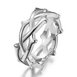 WOYNJI Stainless Steel Tree Vine Branch Crown of Thorn Lucky Ring for Men and Women Size 5 to 13, Metal