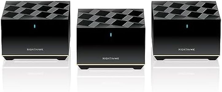 NETGEAR Nighthawk Tri-Band Whole Home Mesh WiFi 6E System (MK93S) – Router + 2 Satellite Extenders - 5.7Gbps Speed - Coverage up to 7,500 sq. ft., 100 Devices - Includes 1-Yr Armor - AXE5700 802.11ax