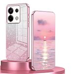 BORYA Case for Xiaomi Redmi Note 13 Pro 5G/POCO X6 5G, Ultra Thin Shockproof Premium Silicone Soft TPU Elegant Luxury Electroplated Edge Anti-Drop Cover with Gradient Shiny Card, Pink