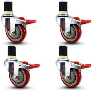 4" NSF Certified Total Locking Caster Wheels (Set of 4) for Stainless Steel Kitchen Prep Tables – Commercial Grade, Fits 1-1/2" ID Tubing, Durable and Safe for Commercial Kitchens