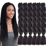 SHUOHAN 6 Packs Ombre Jumbo Braiding Hair Extensions for Women 24 Inch High Temperature Synthetic Fiber Braids Hair for Crochet Braiding (24INCH, Natural Black(1b))