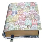 Kapax Flex - Adjustable Hard Books Cover for Paperback, Washable Fabric, Book Protector for Adult (House)