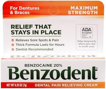 Benzodent Dental Pain Relieving Cream for Dentures and Braces, Topical Anesthetic, 0.25 Ounce Tube