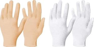 CHACKO Unisex Adult's Cotton Short/Half Hand Gloves for Sun Protection Bike Riding (2 Pair)_Beige|White