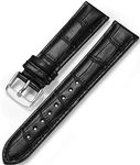 iStrap Genuine Calf Leather Watch Band Alligator Grain Padded for Men Women Color & Width (18mm,19mm, 20mm,21mm,22mm or 24mm) Gold Silver