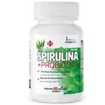 AzmaBiotech Organic Spirulina with Probiotics, 1000mg Per Serving, 60 Vegan Capsules, 10 Billion CFU, Supports Digestion, Energy & Immune Health, Nutrient-Rich Superfood for Women & Men, 30-Day Supply, Made in Canada