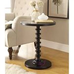 Dream Arts Shoppee Round Wooden Side Table for Living Room with Pedestal End Table (Black)