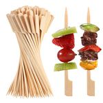 120 PCS Bamboo Skewers for Appetizers, 12 cm Toothpicks, Cocktail Picks for Drinks, Fruit Kababs, Sausage, Barbecue Snacks, Natural Wooden Paddle Skewer Mini Food Sticks, Charcuterie Accessories