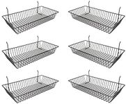 Only Garment Racks 5624BLACK (6) Only Garment Racks - Set of (6) Baskets Designed for Gridwall, Slatwall and Pegboard - Black Finish - Dimensions: 24"L X 12"D X 4"H - Lot of 6 Baskets