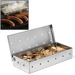 Hicook Smoker Box, BBQ Wood Chips Smoker Box for Gas or Charcoal Grills Heavy Duty Stainless Steel Barbecue Smoker Box Grill Accessories