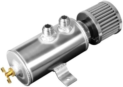 VehiMata Baffled Oil Catch Can 10AN, 750ML Universal Oil Breather Tank with Valve Aluminum Silver