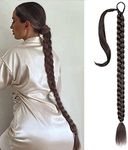 Braided Ponytail Extension 36 Inch Braid Ponytail Extension with Hair Tie Straight Wrap Around Hair Extensions Ponytail Long Braided Ponytail for Women Daily Wear (4#)