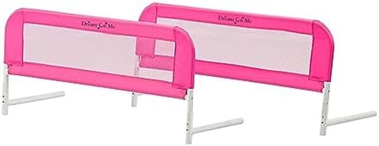 Dream On Me Lightweight Mesh Security Adjustable Bed Rail Double Pack with Breathable Mesh Fabric in Pink