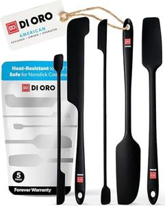 DI ORO Silicone Jar Spatulas for Scraping - Rubber Spatulas Silicone Heat Resistant - Kitchen Spatulas Nonstick Cookware Safe - Silicone Utensil Set for Blenders, Mixing, Baking, & Makeup (5pc, Black)