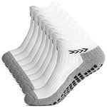 Non-slip Sports Ankle Sock Grip Soccer Men Women Yoga Fitness Slipper Socks Hiking White M