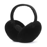 LCXSHYE Winter Ear muffs Faux Fur Warm Earmuffs Cute Foldable Outdoor Ear Warmers For Women Girls, Black, Large