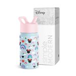 Simple Modern Disney Minnie Mouse Kids Water Bottle with Straw Lid | Reusable Insulated Stainless Steel Cup for Girls, School | Summit Collection | 14oz, Minnie Mouse Rainbows