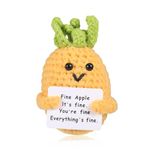 iewrtcin Funny Positive Fruit Doll, Knitted Doll with Positive Card, Positive Plush Potato Doll Of Cute Encouraging Gift For Kids Adults (Pineapple)