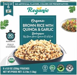 Reganic Organic Brown Rice with Quinoa & Garlic, Ready to Eat Microwaveable Rice, 8.8 oz (Pack of 6)