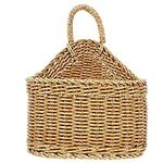 Cabilock 2 Pcs Ginger Garlic Storage Basket Small Storage Container Hanging Flower Pot Wall Mounted Planters Kitchen Fruit Basket Farmhouse Round Wicker Bin Wall Basket Storage Egg Basket