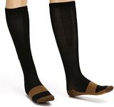 Copper Compression Socks Knee High - For Men & Women - Boosts Circulation, Provides Support , Helps Soothes Tired Leg & Feet (Black, Large/XL)