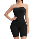 Joyshaper Shapewear Bodysuit for Women Tummy Control Full Body Shaper Strapless Bodysuit Shaping Bandeau Top Butt Lifter Shapewear Shorts Thigh Slimmer Jumpsuit Control Underwear Black M