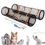 ITENT Cat Play Tunnel-2 Packs for Indoor and Outdoor, Cat Play House, Cat Enclosures Easy to Connect with Two Zipper Doors,Product Size 67'' x 18'',2pcs /Set,Orange.