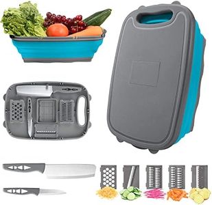 HI NINGER camping cutting board, Collapsible Chopping Board with Colander, 9-In-1 Multi Chopping Board Kitchen Vegetable Washing Basket for Camping,Camping Gifts Camping Accessories for RV Campers