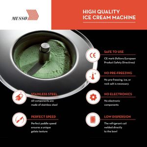 Musso Pola Stella Ice Cream Maker – Stainless Steel, 1.5L