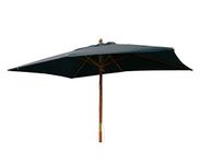 Jati Umbra 3m x 2m Oblong Wooden Patio Parasol with Cover (Black) - Rectangular, Double-Pulley, 2-Part Pole