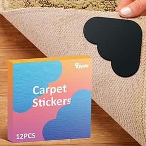 KppeX [12 Pack] Rug Gripper, Double Sided Non-Slip Pads Tape Stickers Washable Area Pad Carpet Corner Side Gripper for Hardwood Floors and Tile (RG-K-03~01-12p)