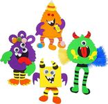 4E's Novelty Halloween Crafts - Monsters Foam Magnet Crafts, Makes 12, for School Home Group Activities, Party Supplies, Party Favors, Fall Classroom Arts & Crafts