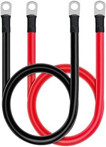 Ampper 5 AWG Battery Cable Set, 20 Inch Copper Power Inverter Cables with Terminals for Car, Vehicle, RV, Solar Application and More (3/8" Ring, 1 Set)