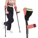 ENLUNTRA Forearm Crutches （A Pair）, Folding Forearm Crutches Lightweight Adjustable，with Cuffs, Elbow Cushion, Grip Cushion（Orange）