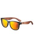 AMEXI Wood Polarized Sunglasses - Blacked out Sunglasses UV400 Lenses | Women & Mens Sunglasses UV Protection | CE Marked (Orange)