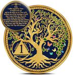 Tree of Life Sobriety Coin for Addiction Recovery - Sobriety Gift AA Chips and Medallions - Anniversary Gifts & Sobriety Gifts for Men & Women with Coin Capsule & Velvet Gifting Pouch - Years 1