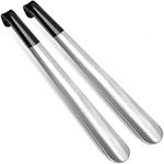 BEAUGIREW 2 Pack Metal Shoe Horn Long Handle 16.5" Boot Shoehorn with Hook for Seniors Men Women, Stainless Steel