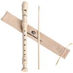 CONJURER Soprano Recorder Instrument for Kids Student - German Fingering 8 Hole Flute ABS Descant Recorders for Beginners with Cleaning Rod and Bag, Beige