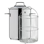 WMF Asparagus Pot high with Glass lid 16cm, steam Cooker 4.5, Cromargan Polished Stainless Steel, Induction Pot with Sieve Insert, Suitable for Pasta, Spaghetti, Vegetables