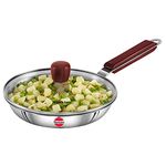 Hawkins 20 cm Frying Pan, Triply Stainless Steel Fry Pan with Glass Lid, Induction Frying Pan, Small Frying Pan, Silver (SSF20G)