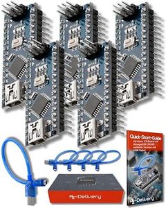 AZDelivery 5 x AZ-Nano V3-Board Atmega328 CH340 Version à Puce soudée avec câble USB incluant Un E-Book !