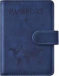 PU Leather RFID Blocking Passport Cover - Portable for Men & Women Travel (Blue)