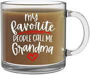 My Favorite People Call Me Grandma Mug - 13oz Clear Glass Coffee Mug - Funny Granddaughter or Grandson Birthday or Mother's Day Ideas - By CBT Mugs