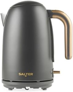 Salter Pebble Kettle – 1.7 L Fast Boil Electric Tea Kettle, Removable Limescale Filter, Water Level Indicator, 360° Swivel Base, Viewing Window, Boil Dry Protection, Flip Lid, 3kW, Charcoal