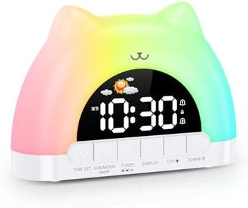 AMIR Kids Alarm Clock, Sunrise Alarm Clock with RGB Night Light & Music USB Charger, 10 Soothing Sounds, 11 Colour Mood Lamp, Snooze Function, Memory Backup for Girls Boys Teenagers
