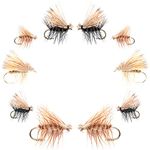 The Fly Fishing Place Basics Collection - Elk Hair Caddis Dry Fly Assortment - 10 Dry Fishing Flies - 5 Patterns - Hook Sizes 12, 14, 16, 18